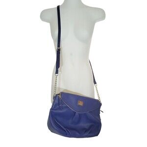 Juicy Couture Tunnel Flap Crossbody Bag Ocean Deep Purple Partial Chain Purse